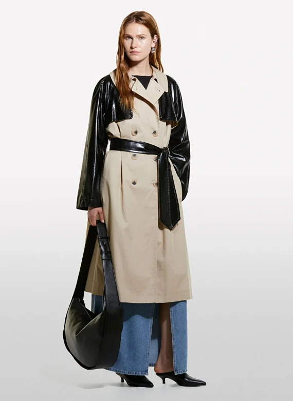 Trench Coat with Leather